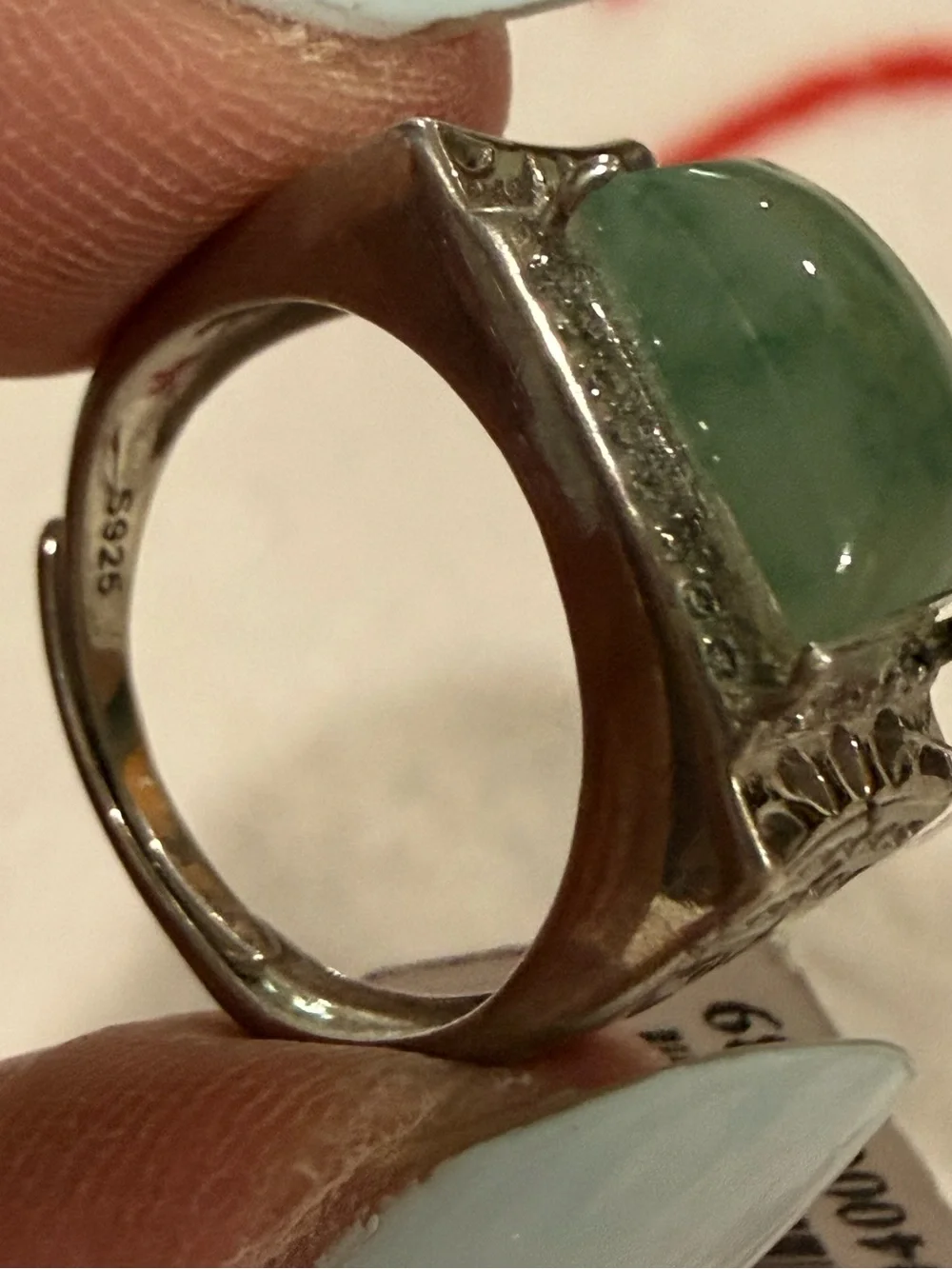 Burmese Jadeite Ring - 925 silver ADJUSTABLE